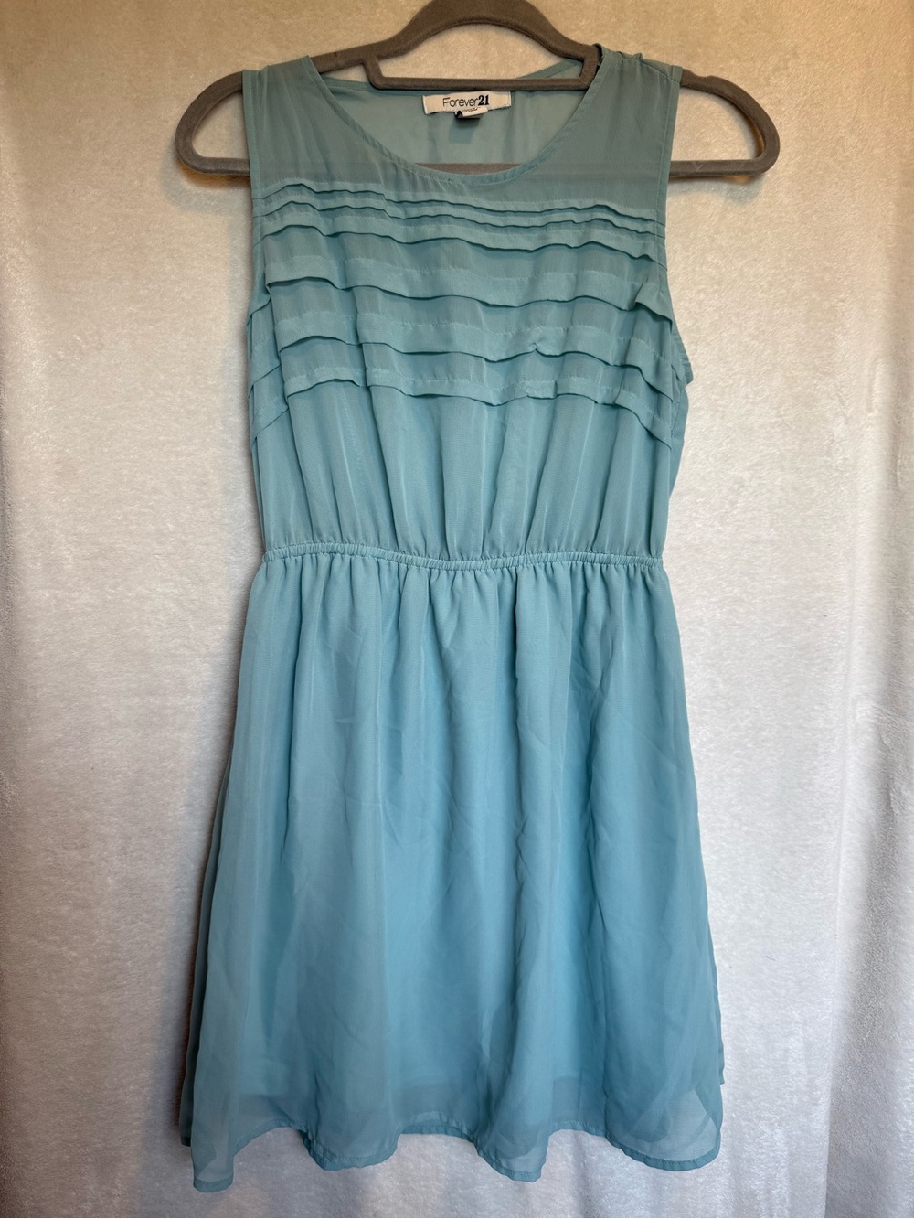 Forever 21 Aqua Sleeveless Chiffon Tiered Dress